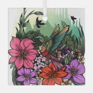 Ornement En Verre Jardin des colibris