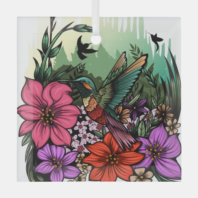 Ornement En Verre Jardin des colibris (Recto)