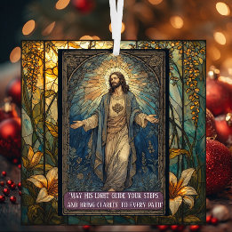 Ornement En Verre Jesus Light of the World Religious Christmas Quote