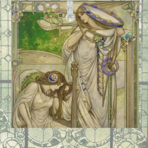 Ornement En Verre Jeunes Filles Musiciennes Art Nouveau Illustration