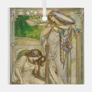 Ornement En Verre Jeunes Filles Musiciennes Art Nouveau Illustration