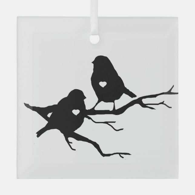 Ornement En Verre Jote Little Bird Tree Branch Silhouette (Recto)