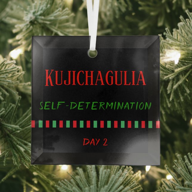 Ornement En Verre Jour 2 Kujichagulia Principe Kwanzaa (Insitu)
