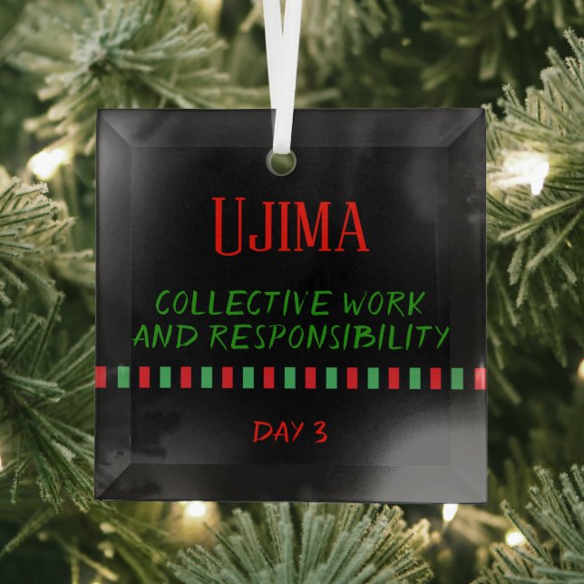 Ornement En Verre Jour 3 Ujima Principe Kwanzaa (Insitu)