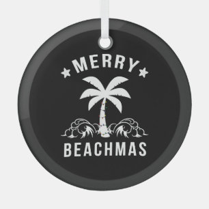 Ornement En Verre Joyeux Beachmas Palm Tree Beach Noël