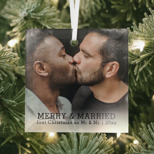 Ornement En Verre Joyeux Et Marié Noël Personnalisé (Insitu)