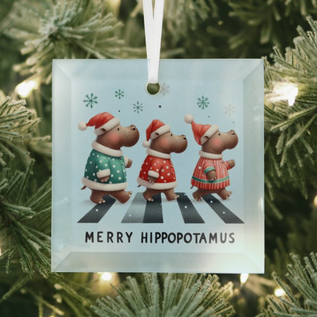 Ornement En Verre Joyeux Hippopotame (Insitu)