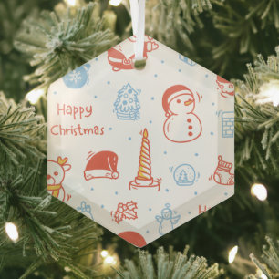 Ornement En Verre Joyeux Noël & Bonnes Fêtes Hiver Personnalisé