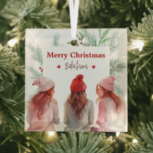 Ornement En Verre Joyeux Noël branché Besties pour toujours meilleur