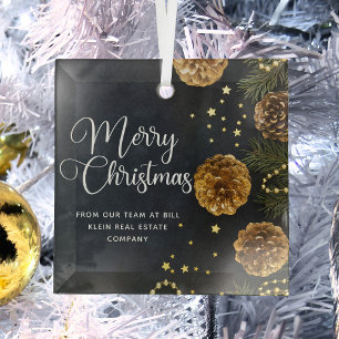 Ornement En Verre Joyeux Noël Elegant Custom Company Cadeau