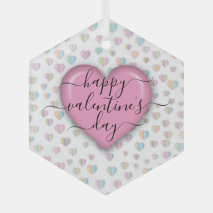 Ornement En Verre Joyeux Saint-Valentin minimaliste