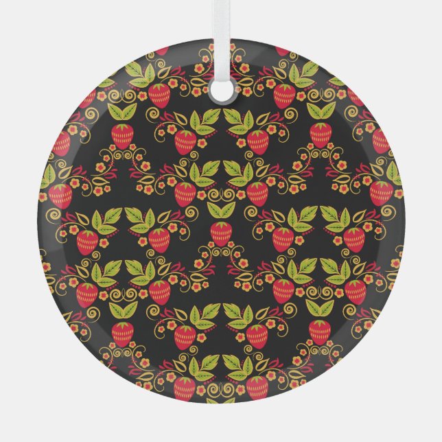 Ornement En Verre Khokhloma Russian Berries : Style traditionnel (Recto)