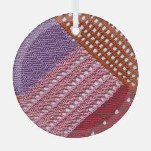 Ornement En Verre Knit Coloré : Texture Patchwork Abstraite.