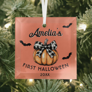 Ornement En Verre La première Halloween de bébé citrouilles chauves-