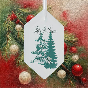 Ornement En Verre Laisser la neige aquarelle hiver Noël Bois