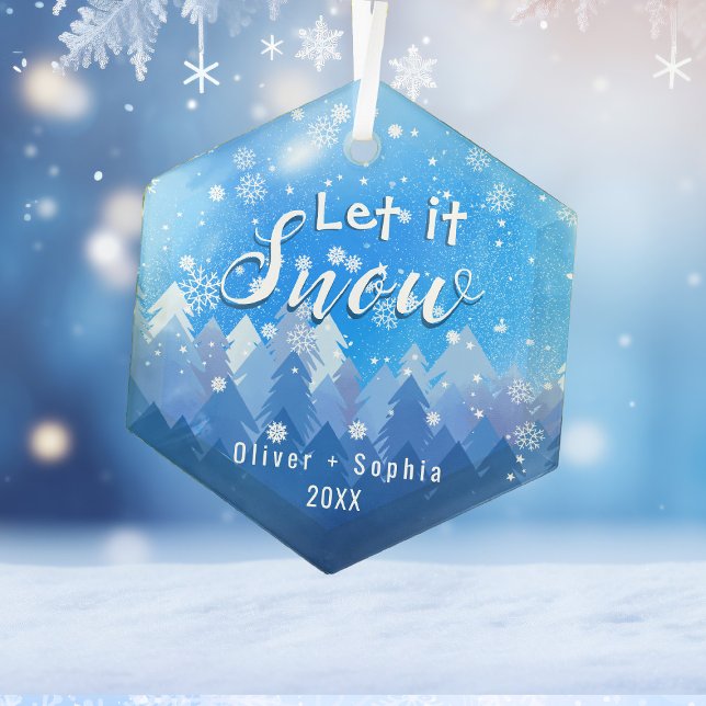Ornement En Verre Laisser la neige bleu cristal (Créateur téléchargé)