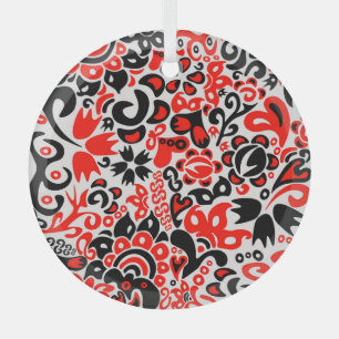 Ornement En Verre L'art populaire ukrainien motif floral abstact