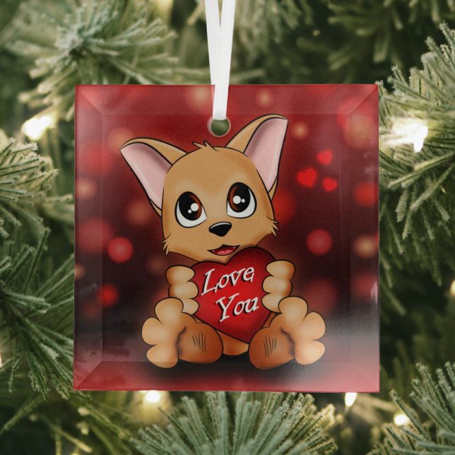 Ornement En Verre Le chiot t'aime Glass Ornament (Insitu)