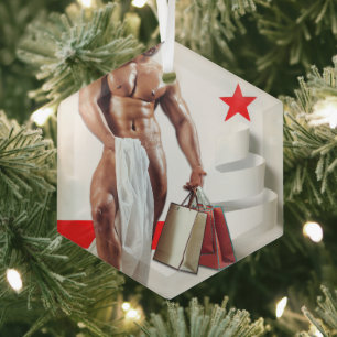 Ornement En Verre Le shopping de Noël de SlipperyJoe en spirale de p