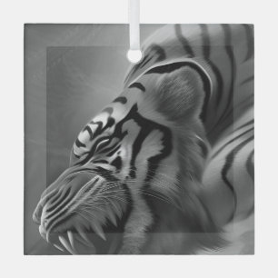 Ornement En Verre Le tigre noir et blanc