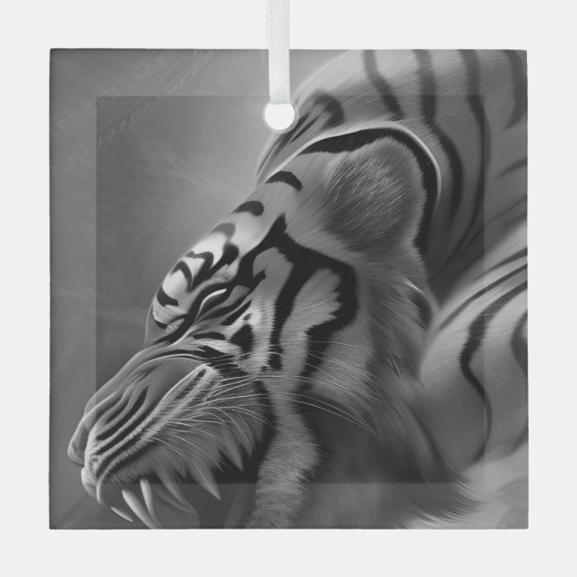 Ornement En Verre Le tigre noir et blanc (Recto)