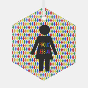Ornement En Verre Lesbienne LGBTQ Silhouette et Rainbow Ladies