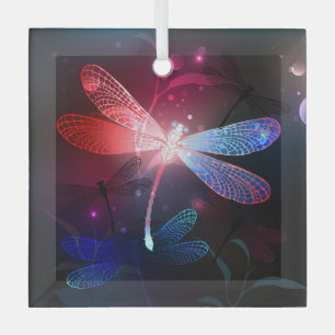 Ornement En Verre libellule rouge brillante
