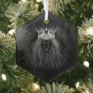 Ornement En Verre Lion avec monogramme de couronne
