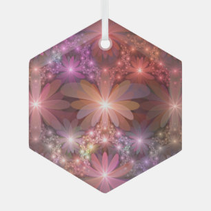 Ornement En Verre Lit De Fleurs Coloré brillant Abstrait Fractage Ar