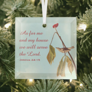 Ornement En Verre Louisiana Water Thrush and Bible Verse