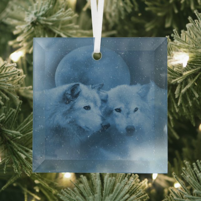 Ornement En Verre Loups de la faune de Noël jolie (Insitu)