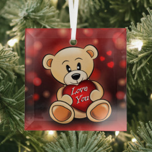 Ornement En Verre L'ourson t'aime Glass Ornament