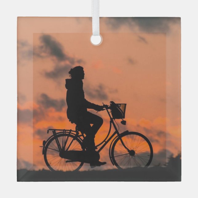 Ornement En Verre Love Vélo vélo vélo équitation Pour elle (Recto)