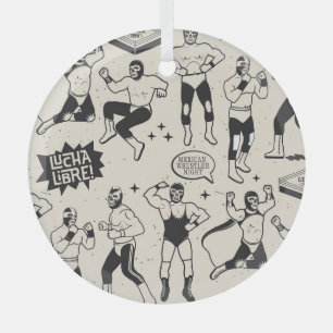 Ornement En Verre Lucha Libre : motif de lutteurs mexicains
