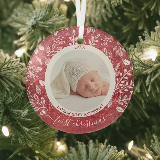 Ornement En Verre Ma première photo de Noël Rouge (Insitu)