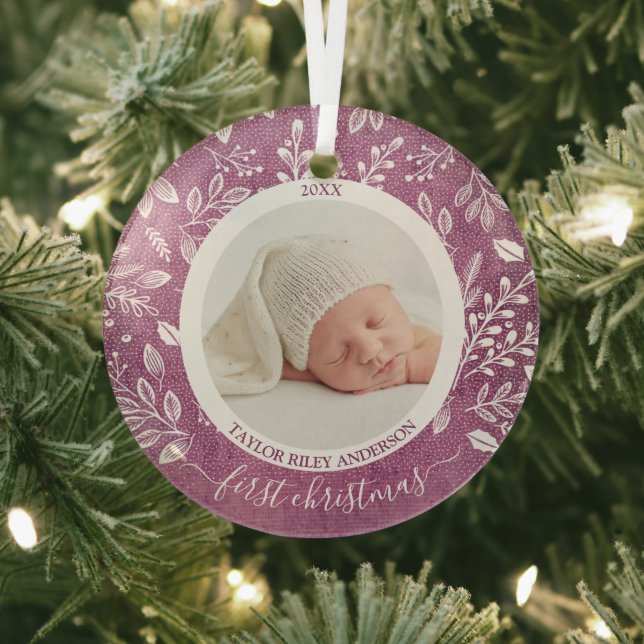 Ornement En Verre Ma première photo de Noël violet (Insitu)