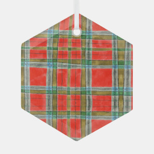 Ornement En Verre MAC BAIN TARTAN Glass Hexagon Ornament