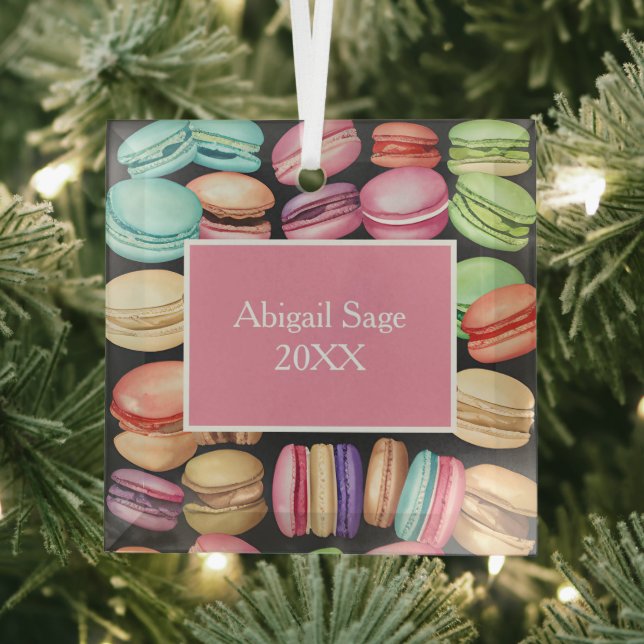 Ornement En Verre Macarons d'aquarelle artistique tendance personnal (Insitu)