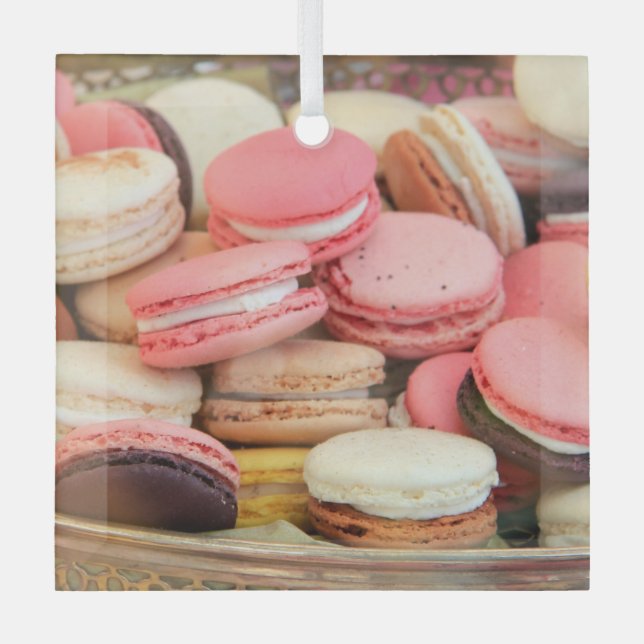 Ornement En Verre Macarons de différentes couleurs (Recto)