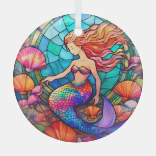 Ornement En Verre Magnifique sirène vitrail art puzzle