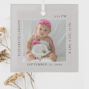 Ornement En Verre Maintenant Né Statistiques de naissance du bébé No