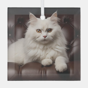 Ornement En Verre Majestic white cat