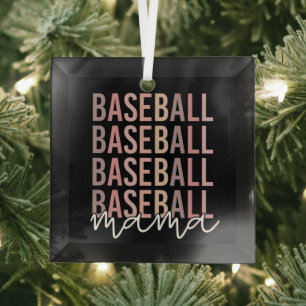 Ornement En Verre Mama de baseball   Cadeaux de maman de baseball
