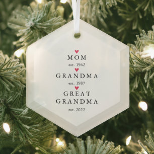 Ornement En Verre Maman Année de création de Grande Mamie Noël