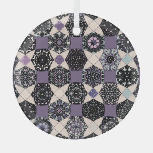 Ornement En Verre Mandala vintage Floral : Coloré sans joint