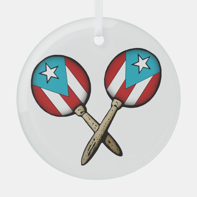 Ornement En Verre Maracas du drapeau Porto Rico (Recto)