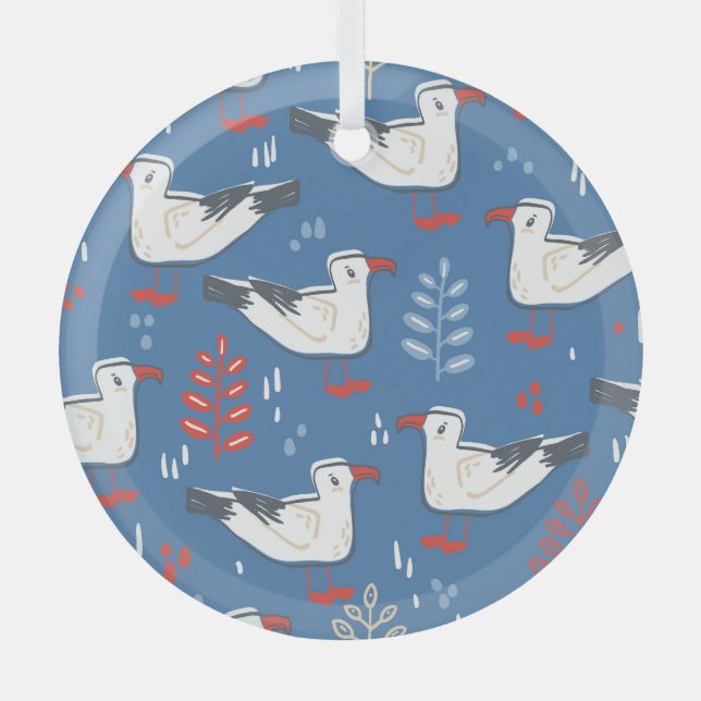 Ornement En Verre Marche à goélands : motif vintage sans soudure. (Recto)
