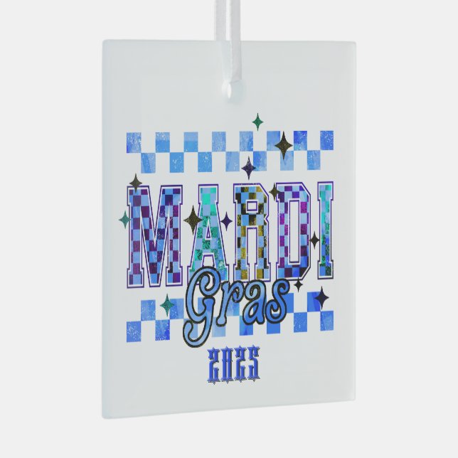 Ornement En Verre Mardi Gras Rouge Noir (Avant droite)