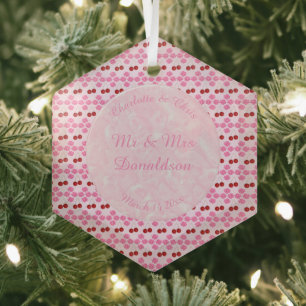 Ornement En Verre Mariage rose Printemps Cerisiers en fleurs et ceri