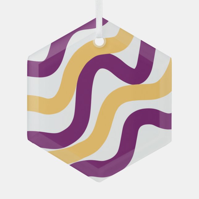 Ornement En Verre Marron jaune lignes courbes rouge ondulé design mo (Recto)